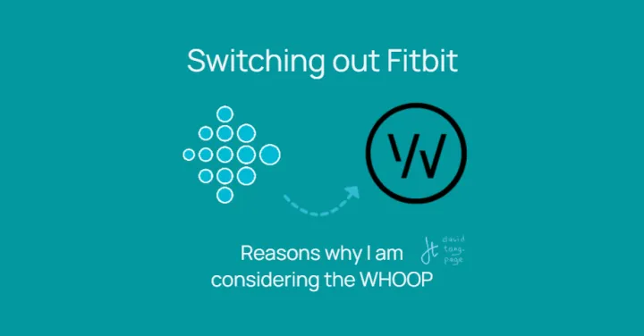 swithcing out fitbit - logo of fitbit with arrow to whoop