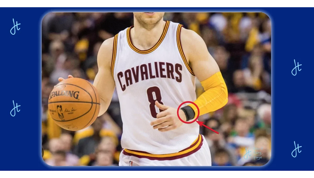 WHOOP band spotted courtside - black band worn by a basketball player on wrist